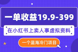 （7701期）一单收益19.9-399，一个蓝海冷门项目，在小红书上卖人事虚拟资料