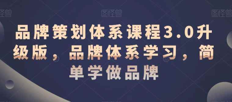 品牌策划体系课程3.0升级版,品牌体系学习,简单学做品牌