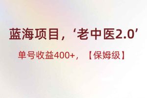 蓝海项目，“小红书老中医2.0”，单号收益400+，保姆级教程