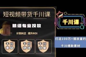 短视频带货-千川专业投放课，​精细化专业投放，计划纠正，提升ROI