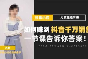 梨子会·抖店无货源进阶冲刺课，如何赚到抖音千万销售，这套课程会告诉你答案