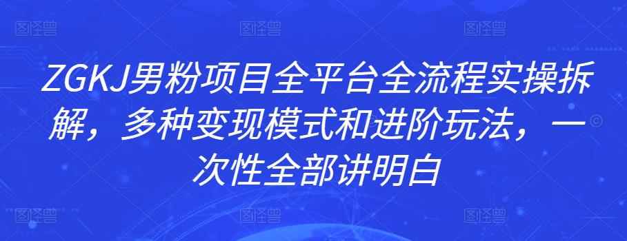ZGKJ男粉项目全平台全流程实操拆解,多种变现模式和进阶玩法,一次性全部讲明白