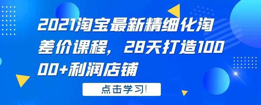 2021淘宝最新精细化淘差价课程,28天打造10000+利润店铺