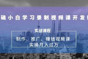 实操月入过万的网课制作、推广、赚钱，0基础学习录制视频课赚钱
