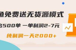 闲鱼免费送无货源模式是如何日出500单的？一单利润2-7元纯利润一天2000+