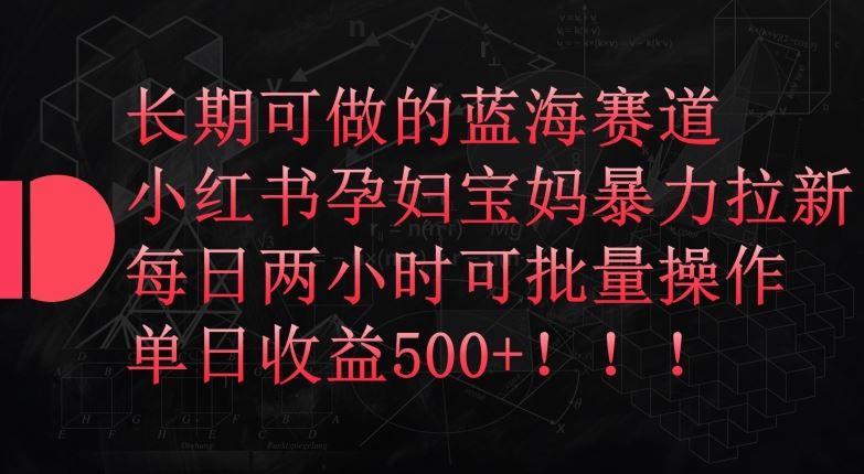 长期可做的蓝海赛道,小红书孕妇宝妈暴力拉新玩法,每日两小时可批量操作,单日收益500+【揭秘】