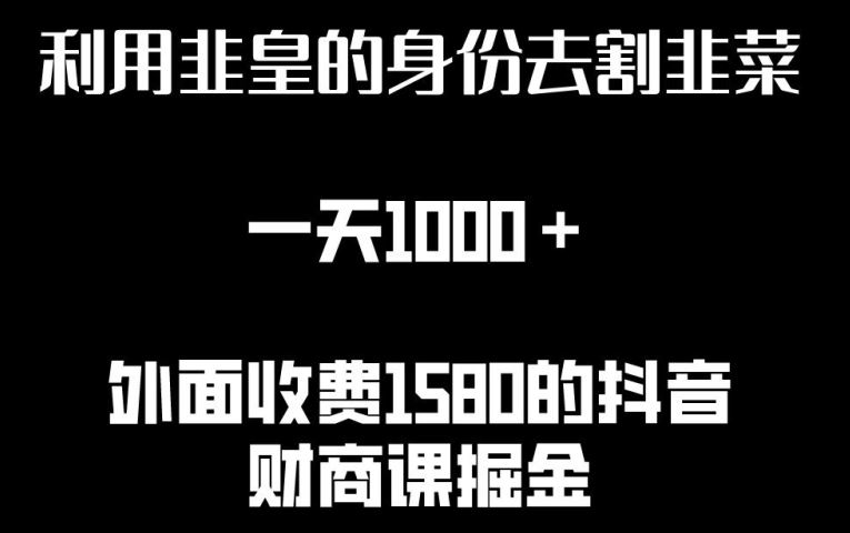 利用非皇的身份去割韭菜,一天1000+(附详细资源)【揭秘】-创客天堂