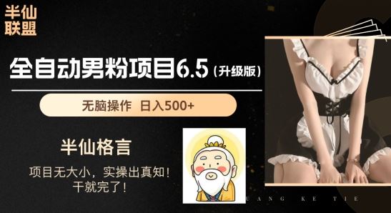 男粉项目6.5升级版,全自动男粉项目,日收入1K+【揭秘】