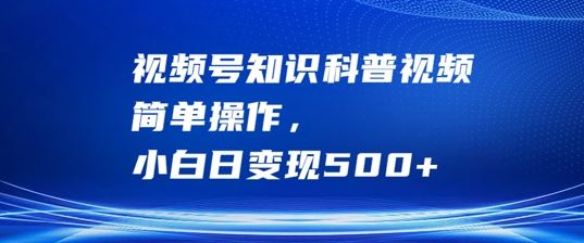 视频号知识科普视频,简单操作,小白日变现500+【揭秘】