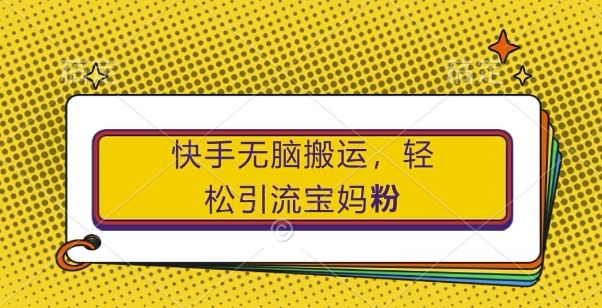 快手无脑搬运,轻松引流宝妈粉,纯小白轻松上手【揭秘】