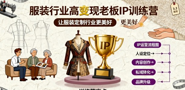 服装行业高变现老板IP训练营，让服装定制行业更美好