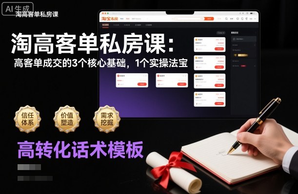 淘高客单私房课：高客单成交的3个核心基础，1个实操法宝