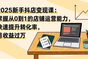 （16606期）2025新手抖店变现课：掌握从0到1的店铺运营能力，快速提升转化率,月收过万