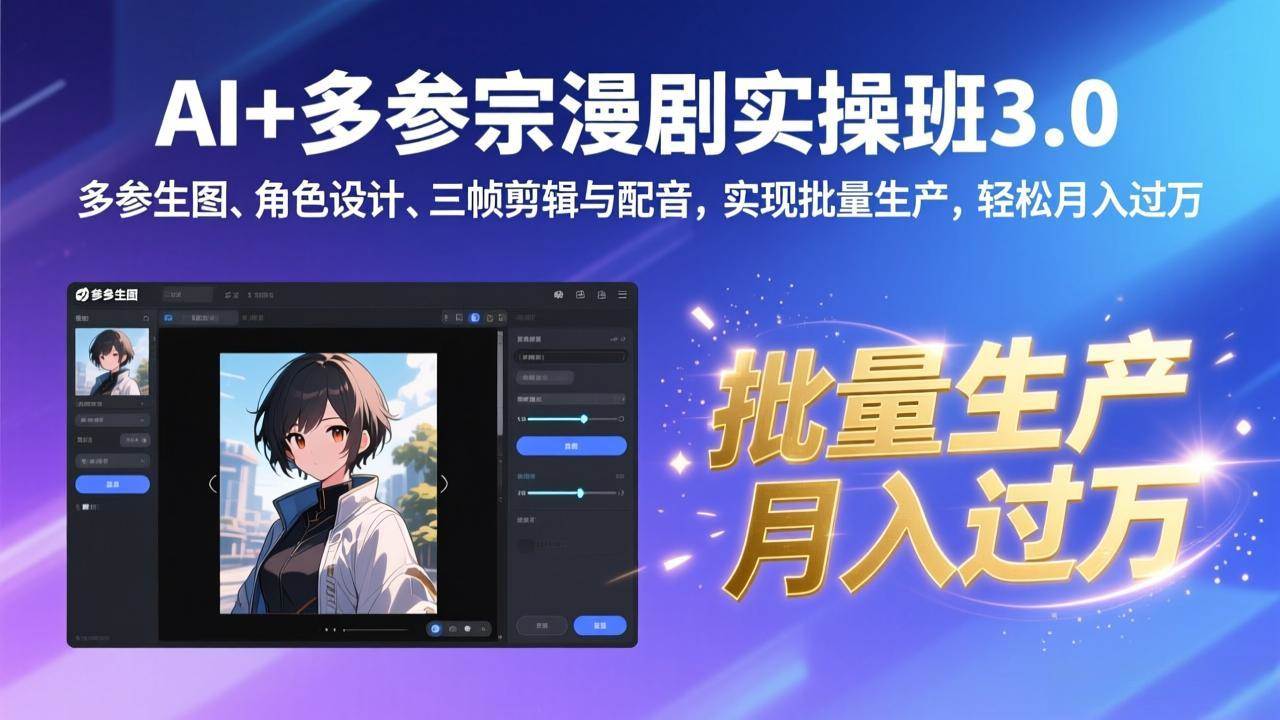 (17283期)AI+多参宗漫剧实操班3.0:多参生图、角色设计、三帧剪辑与配音,实现批量生产,轻松月入过万-创客天堂