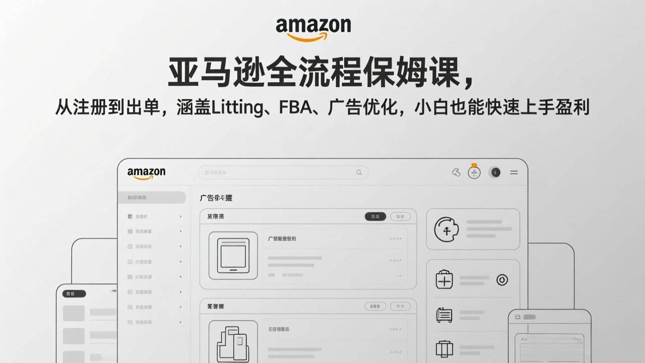 （17293期）亚马逊全流程保姆课，从注册到出单，涵盖Listing、FBA、广告优化，小白也能快速上手盈利-创客天堂