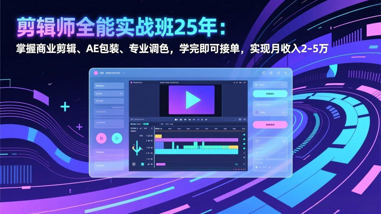 （17294期）剪辑师全能实战班25年：掌握商业剪辑、AE包装、专业调色，学完即可接单，实现月收入2-5万-创客天堂