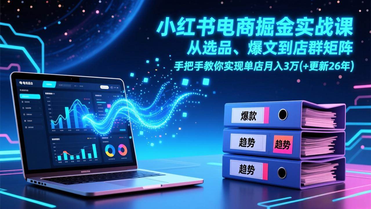 （17290期）小红书电商掘金实战课，从选品、爆文到店群矩阵，手把手教你实现单店月入3万+(更新26年)-创客天堂